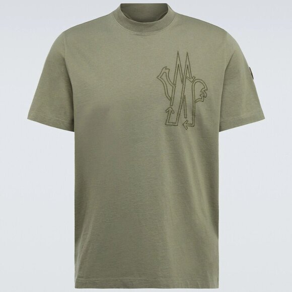 Moncler T-Shirt Men's XL Green Born To Protect Logo Short Sleeve Cotton Jersey - Picture 2 of 16